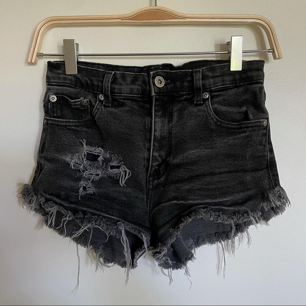 Black Distressed Denim shorts